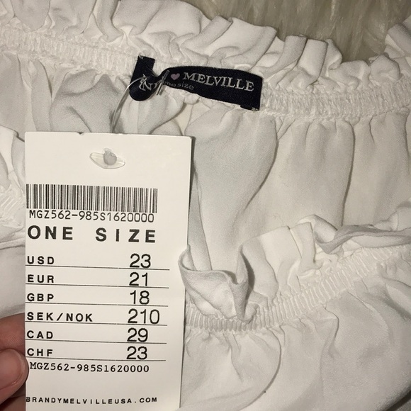 brandy melville white ruffle off the shoulder top - Picture 2 of 2